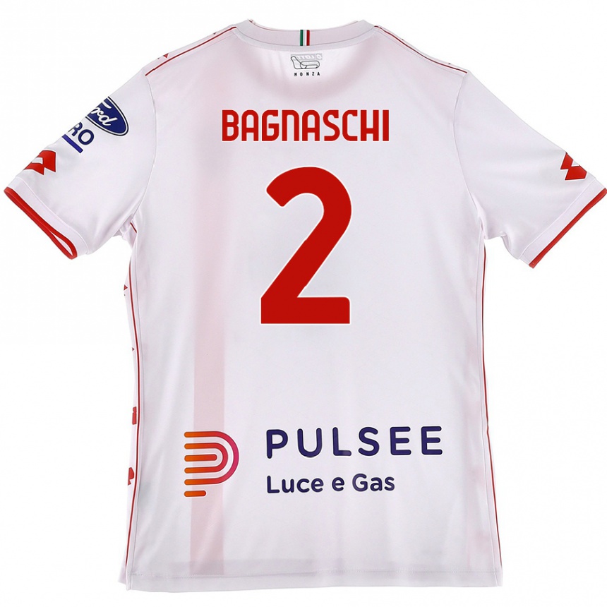 Kids Football Alessandro Bagnaschi #2 White Red Away Jersey 2024/25 T-Shirt Australia