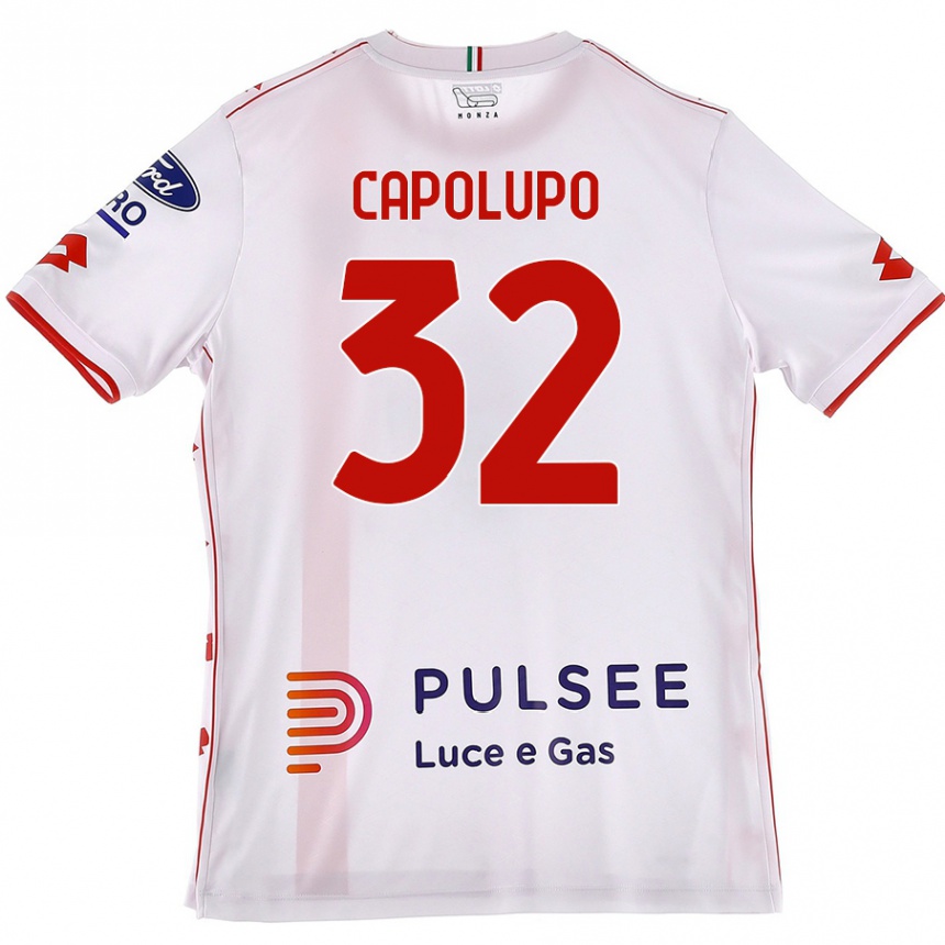 Kids Football Samuele Capolupo #32 White Red Away Jersey 2024/25 T-Shirt Australia