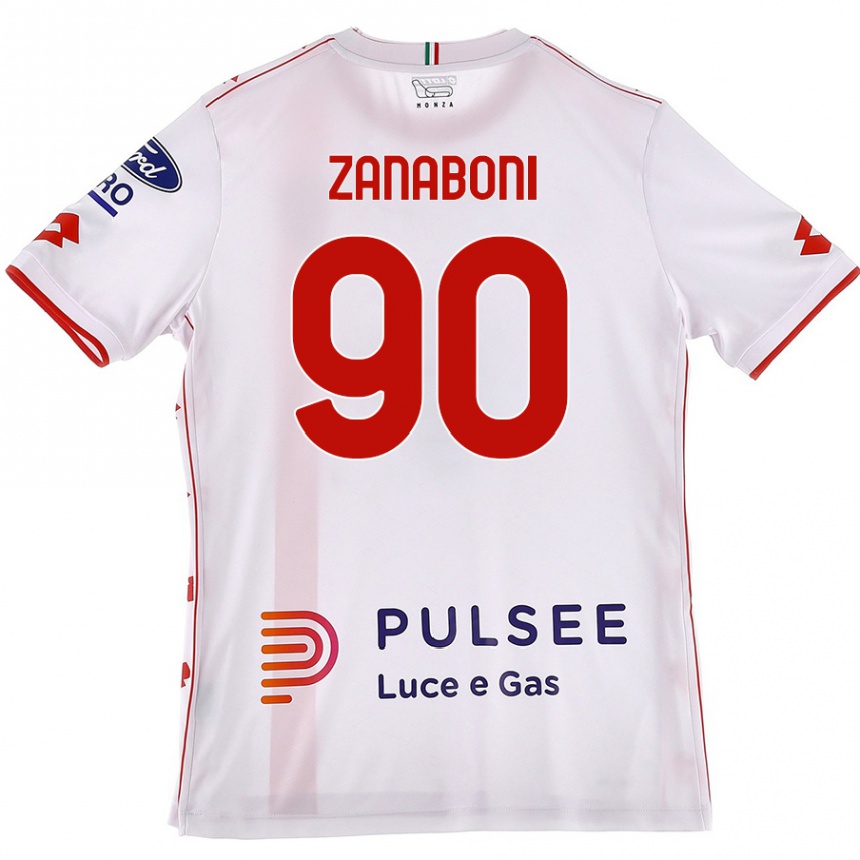 Kids Football Emanuele Zanaboni #90 White Red Away Jersey 2024/25 T-Shirt Australia