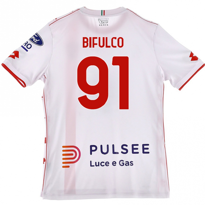 Kids Football Davide Bifulco #91 White Red Away Jersey 2024/25 T-Shirt Australia