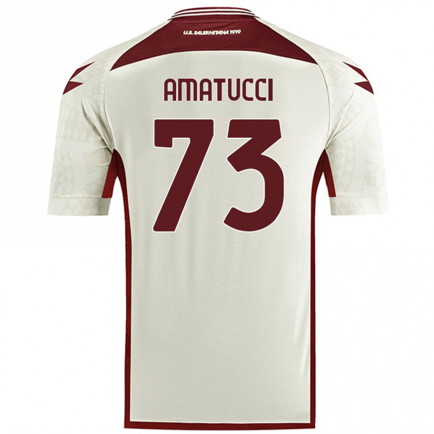 Kids Football Lorenzo Amatucci #73 Cream Color Away Jersey 2024/25 T-Shirt Australia