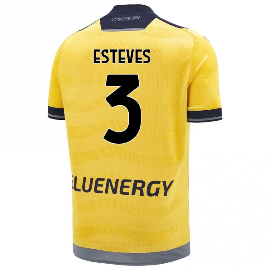 Kids Football Gonçalo Esteves #3 Golden Away Jersey 2024/25 T-Shirt Australia