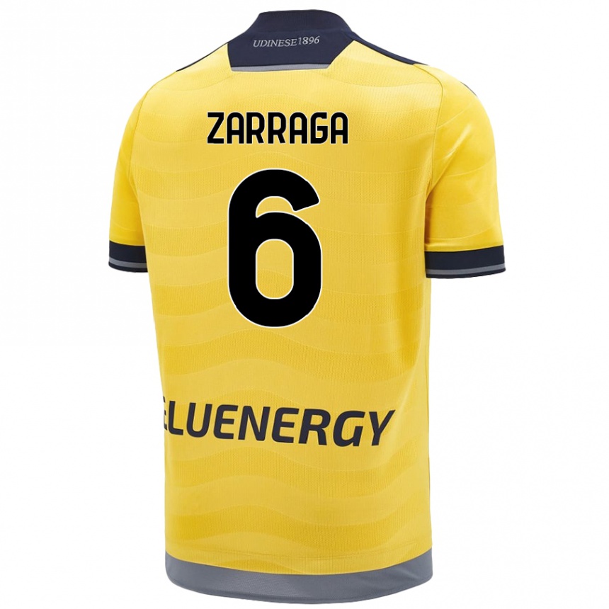 Kids Football Oier Zarraga #6 Golden Away Jersey 2024/25 T-Shirt Australia