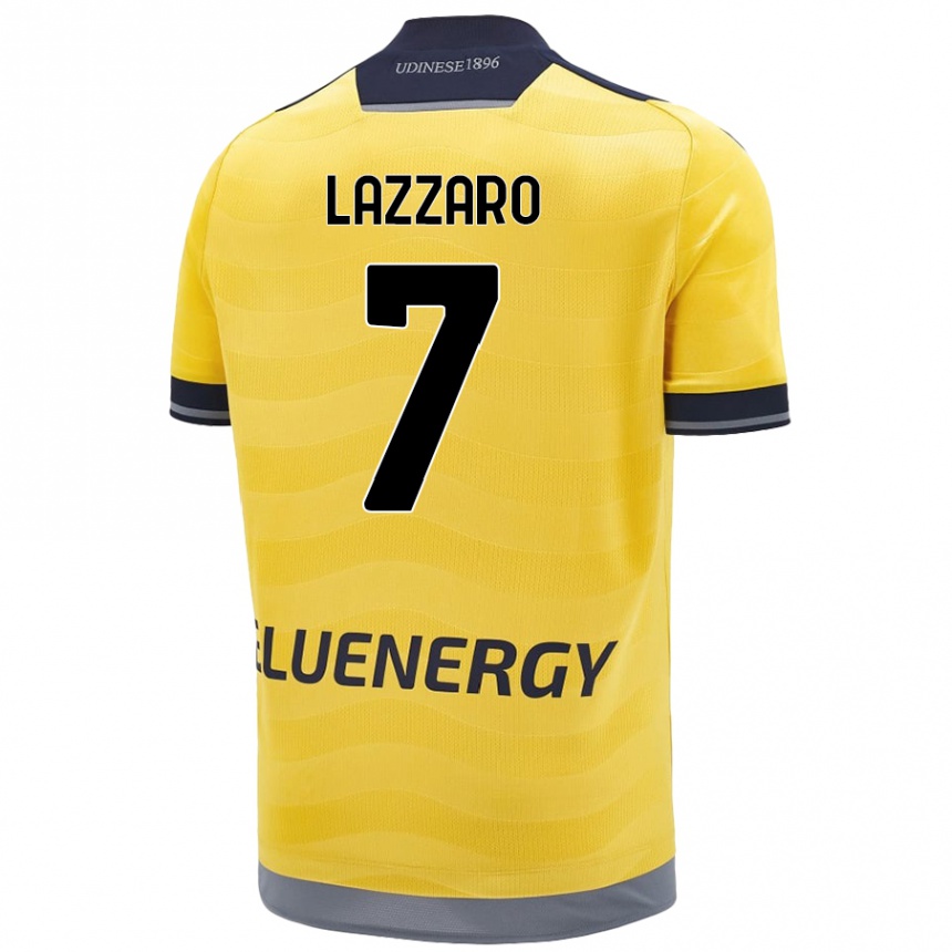 Kids Football Davide Lazzaro #7 Golden Away Jersey 2024/25 T-Shirt Australia