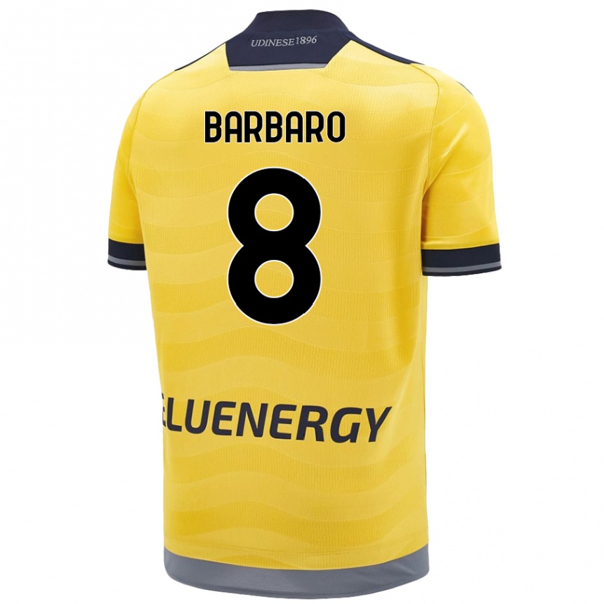 Kids Football Elia Barbaro #8 Golden Away Jersey 2024/25 T-Shirt Australia