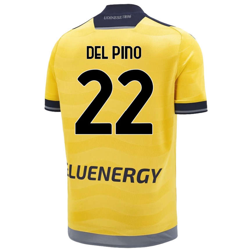 Kids Football Lorenzo Del Pino #22 Golden Away Jersey 2024/25 T-Shirt Australia