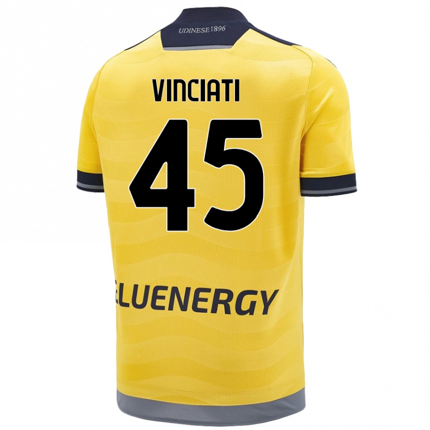 Kids Football Giulio Vinciati #45 Golden Away Jersey 2024/25 T-Shirt Australia