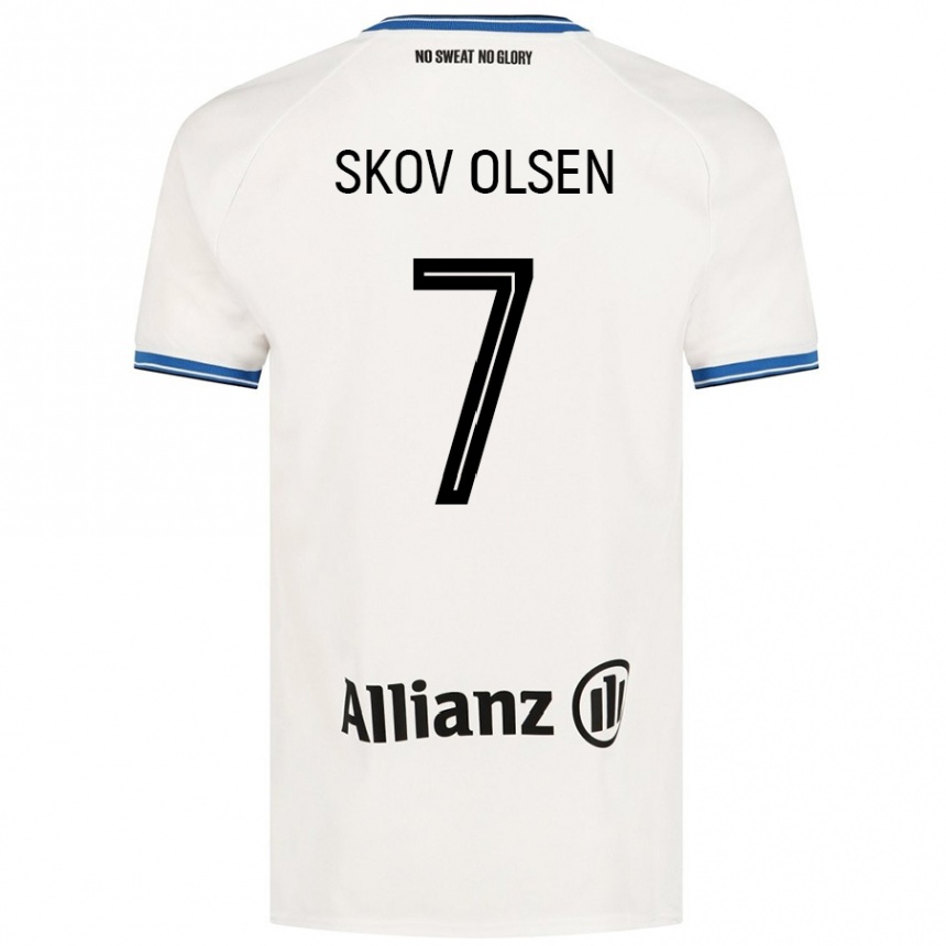 Kids Football Andreas Skov Olsen #7 White Away Jersey 2024/25 T-Shirt Australia