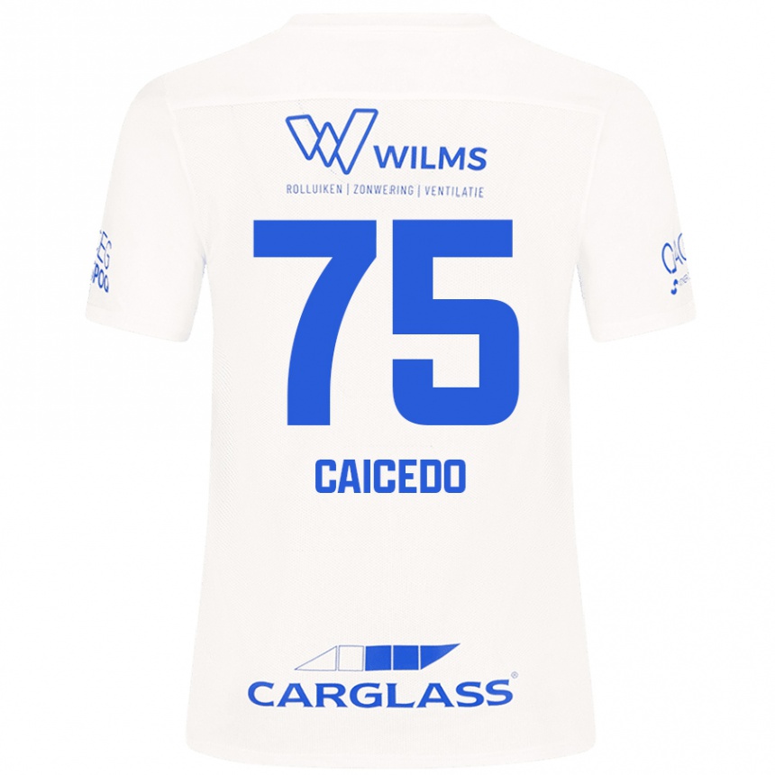 Kids Football Alfred Caicedo #75 White Away Jersey 2024/25 T-Shirt Australia