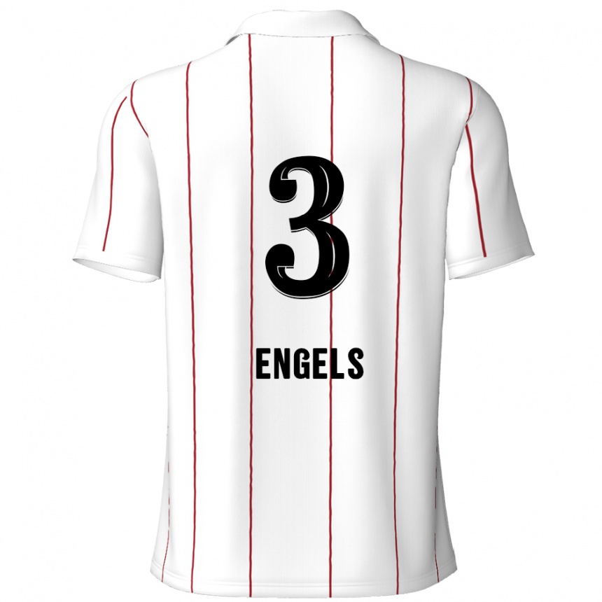 Kids Football Björn Engels #3 White Black Away Jersey 2024/25 T-Shirt Australia