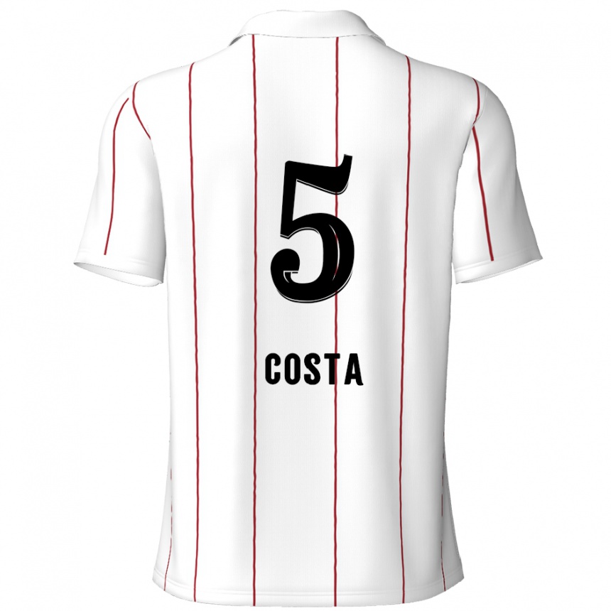 Kids Football Ayrton Costa #5 White Black Away Jersey 2024/25 T-Shirt Australia