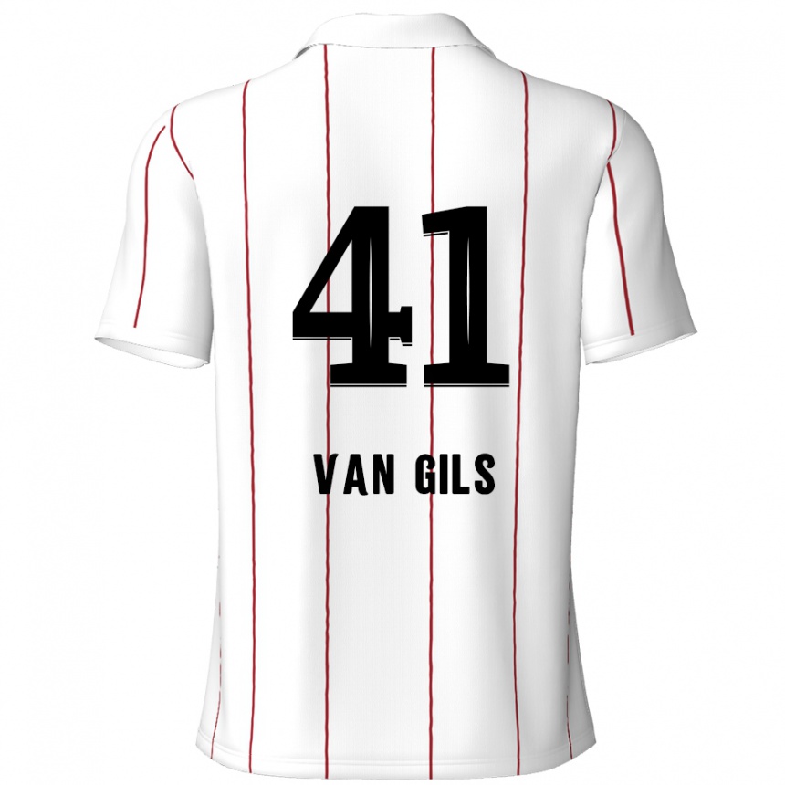 Kids Football Mathis Van Gils #41 White Black Away Jersey 2024/25 T-Shirt Australia