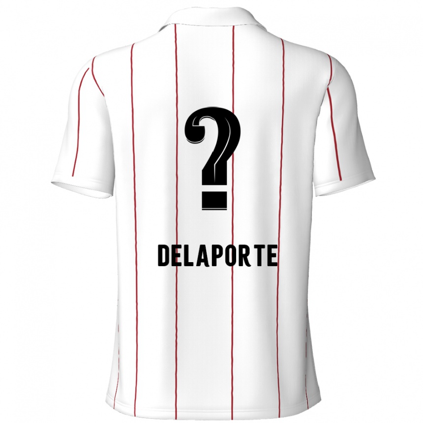 Kids Football Kyano Delaporte #0 White Black Away Jersey 2024/25 T-Shirt Australia