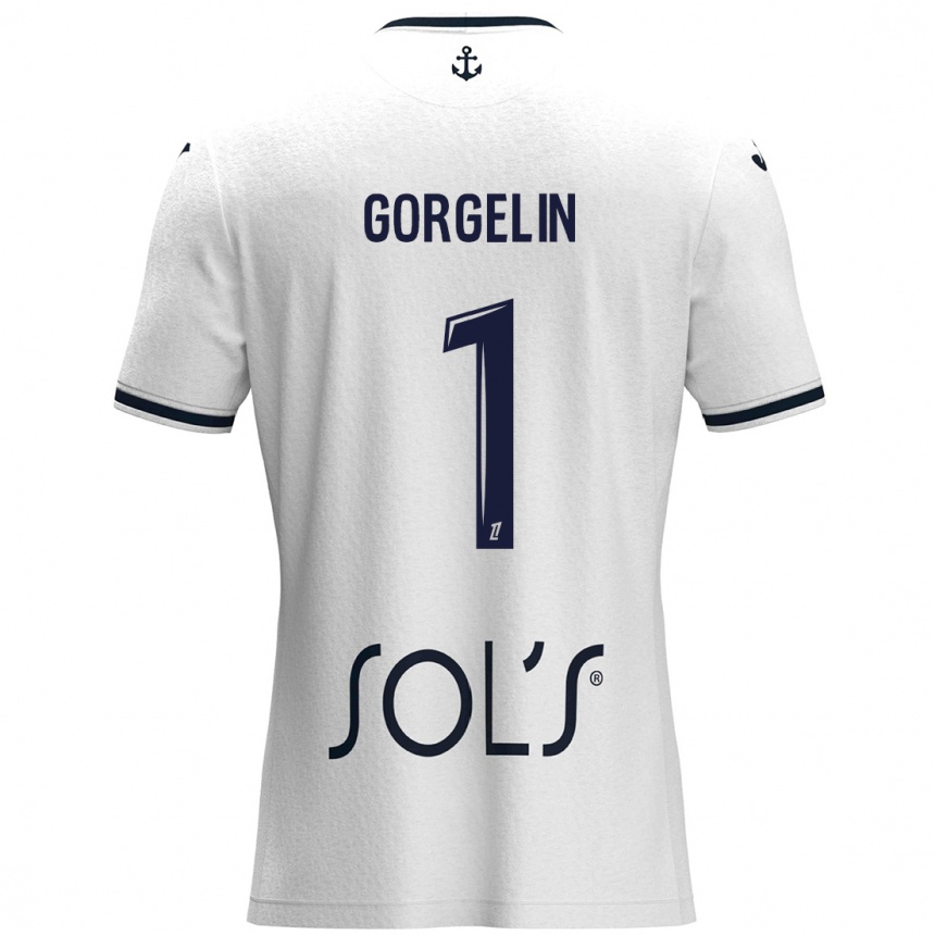 Kids Football Mathieu Gorgelin #1 White Dark Blue Away Jersey 2024/25 T-Shirt Australia