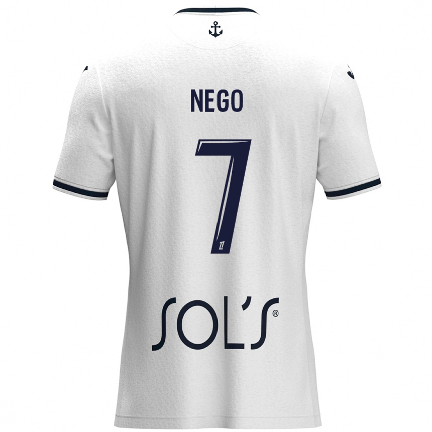 Kids Football Loïc Nego #7 White Dark Blue Away Jersey 2024/25 T-Shirt Australia