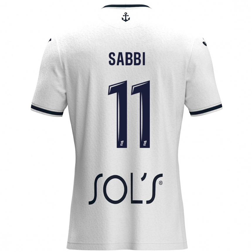 Kids Football Emmanuel Sabbi #11 White Dark Blue Away Jersey 2024/25 T-Shirt Australia