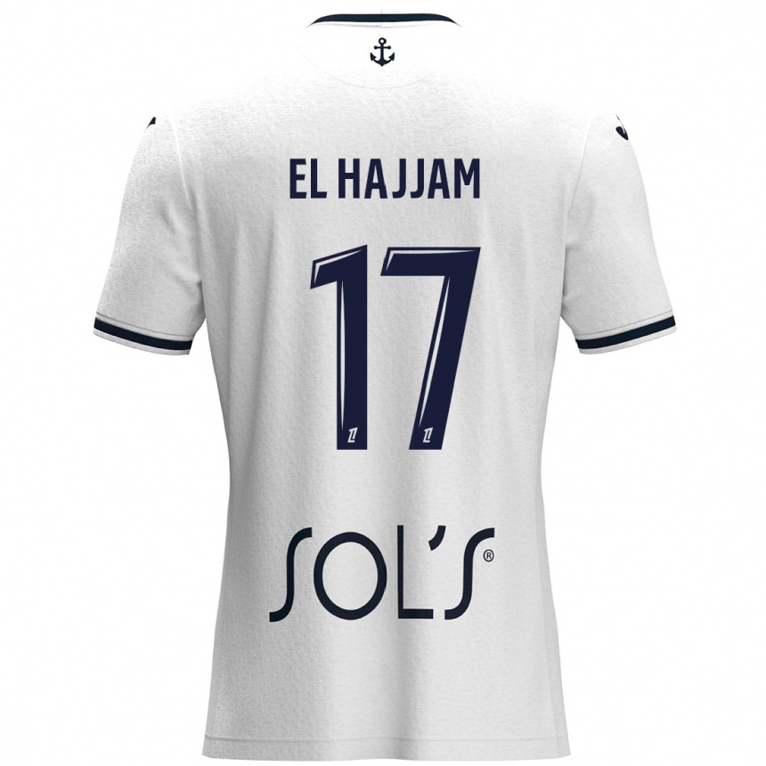 Kids Football Oualid El Hajjam #17 White Dark Blue Away Jersey 2024/25 T-Shirt Australia