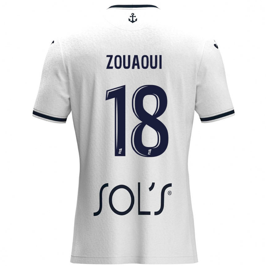 Kids Football Yanis Zouaoui #18 White Dark Blue Away Jersey 2024/25 T-Shirt Australia