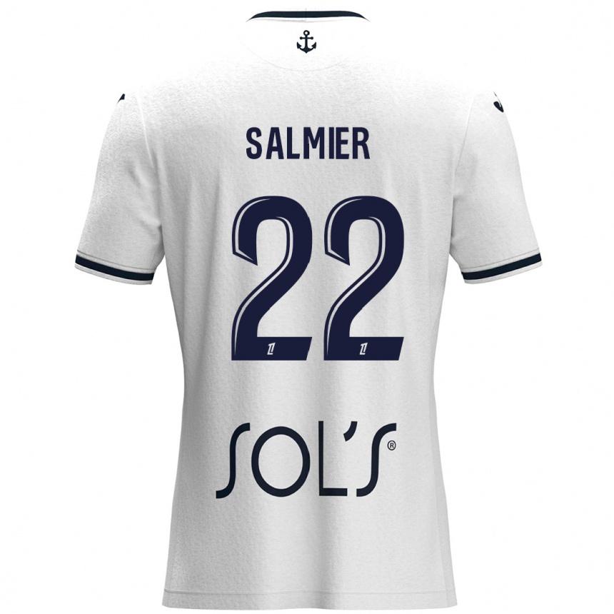 Kids Football Yoann Salmier #22 White Dark Blue Away Jersey 2024/25 T-Shirt Australia