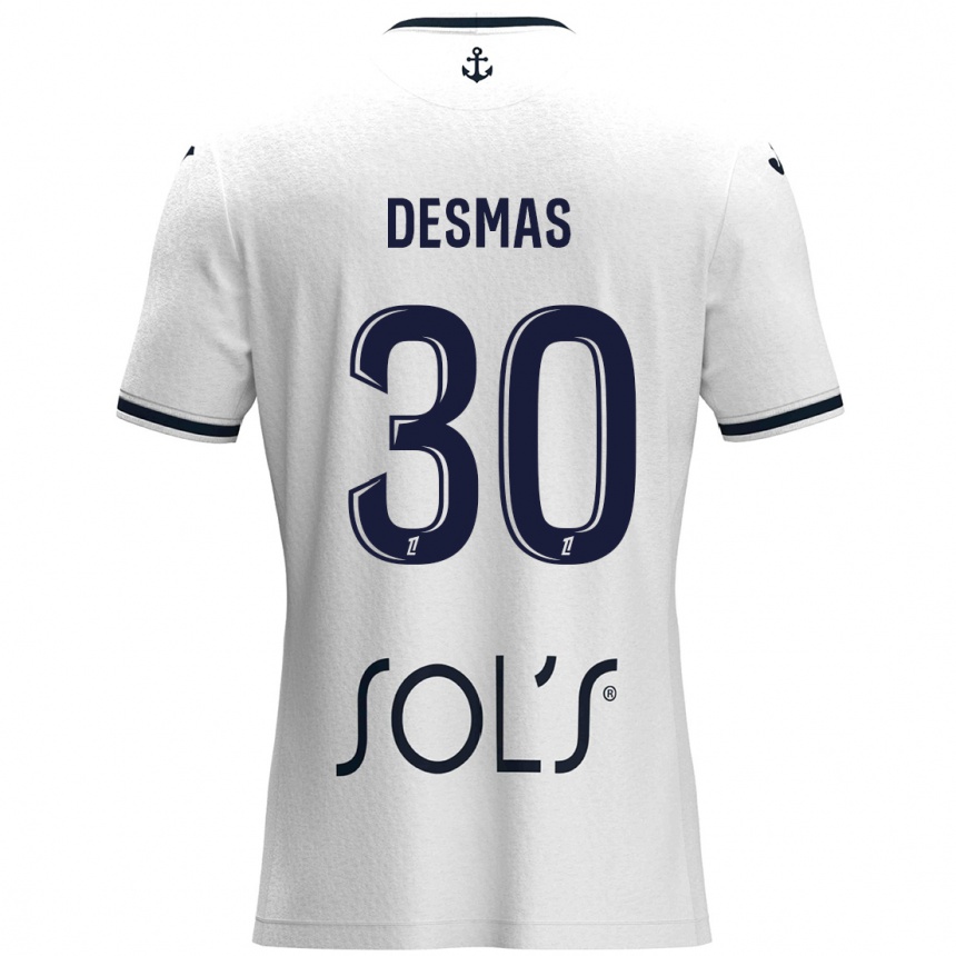 Kids Football Arthur Desmas #30 White Dark Blue Away Jersey 2024/25 T-Shirt Australia