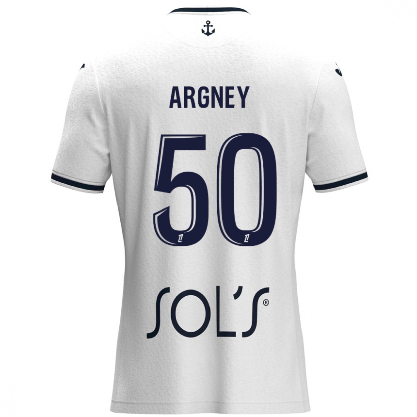 Kids Football Paul Argney #50 White Dark Blue Away Jersey 2024/25 T-Shirt Australia