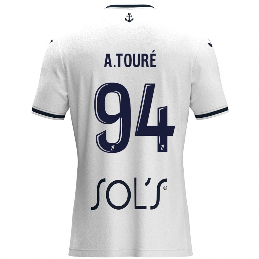 Kids Football Abdoulaye Touré #94 White Dark Blue Away Jersey 2024/25 T-Shirt Australia