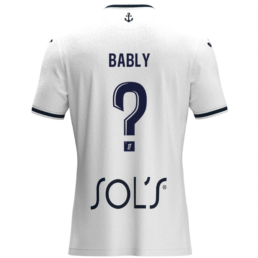 Kids Football Emmanuel Bably #0 White Dark Blue Away Jersey 2024/25 T-Shirt Australia