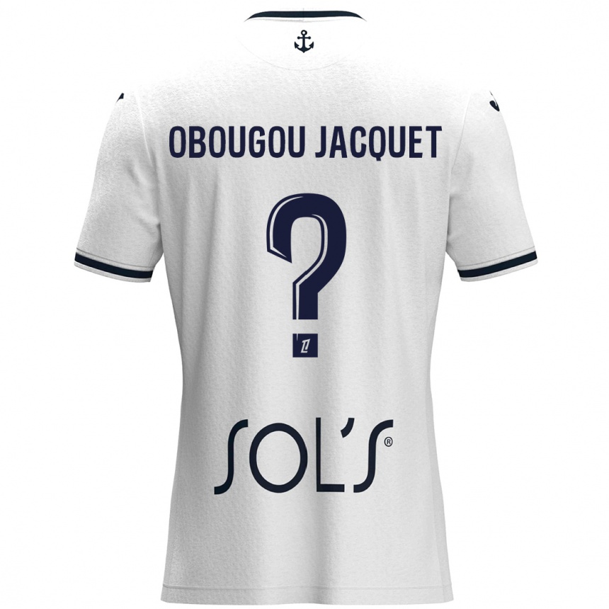 Kids Football Noam Obougou Jacquet #0 White Dark Blue Away Jersey 2024/25 T-Shirt Australia