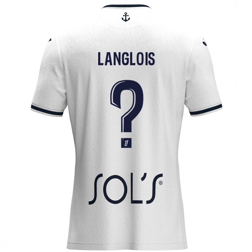 Kids Football Sacha Langlois #0 White Dark Blue Away Jersey 2024/25 T-Shirt Australia