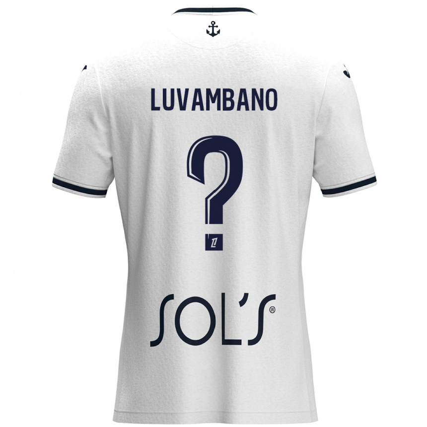 Kids Football Ethan Luvambano #0 White Dark Blue Away Jersey 2024/25 T-Shirt Australia