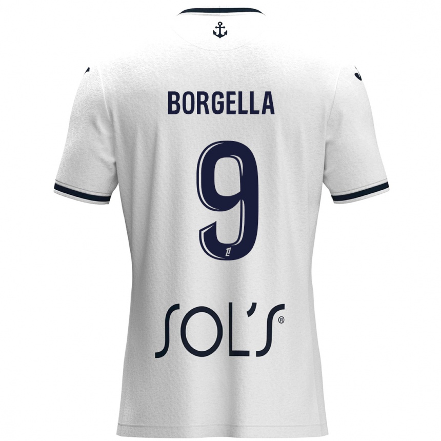 Kids Football Roselord Borgella #9 White Dark Blue Away Jersey 2024/25 T-Shirt Australia