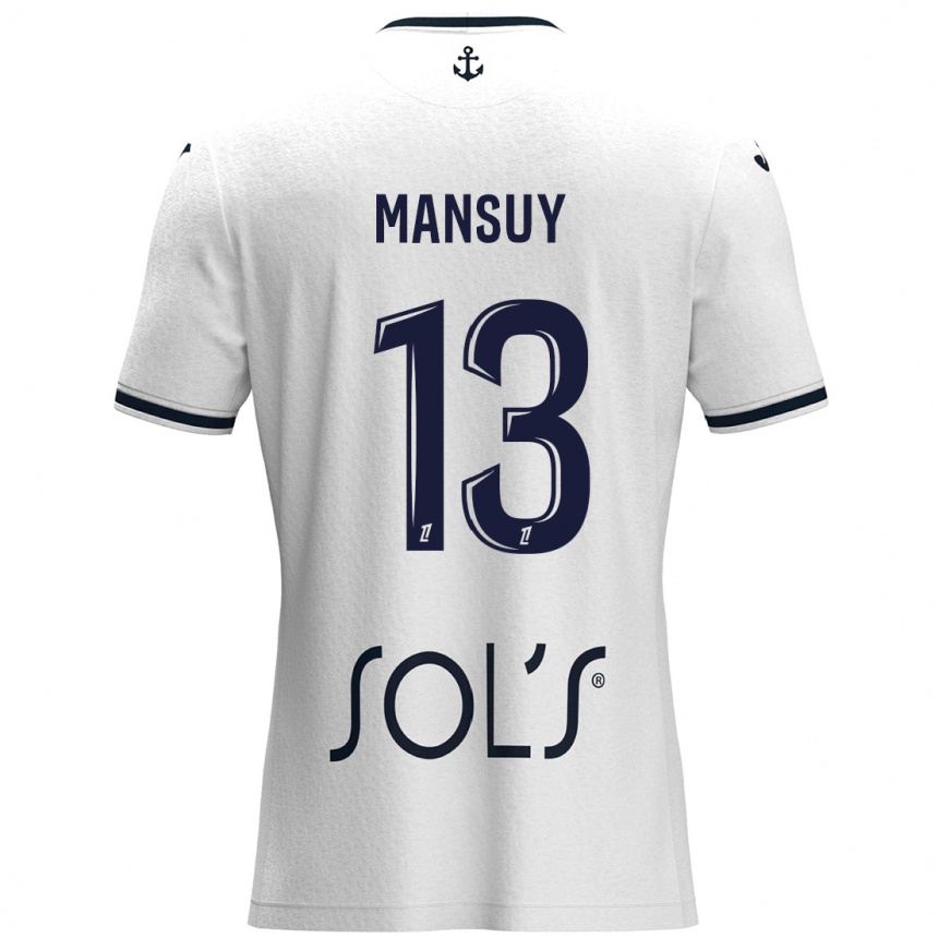 Kids Football Héloïse Mansuy #13 White Dark Blue Away Jersey 2024/25 T-Shirt Australia