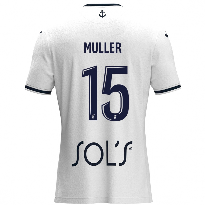 Kids Football Laura Muller #15 White Dark Blue Away Jersey 2024/25 T-Shirt Australia