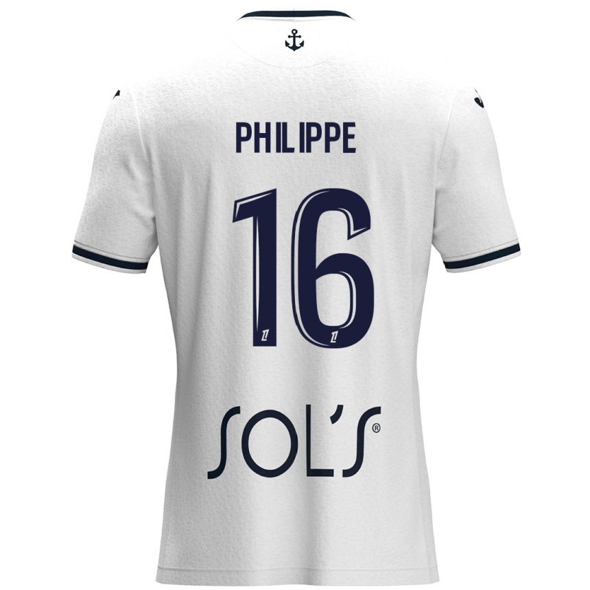 Kids Football Laëtitia Philippe #16 White Dark Blue Away Jersey 2024/25 T-Shirt Australia