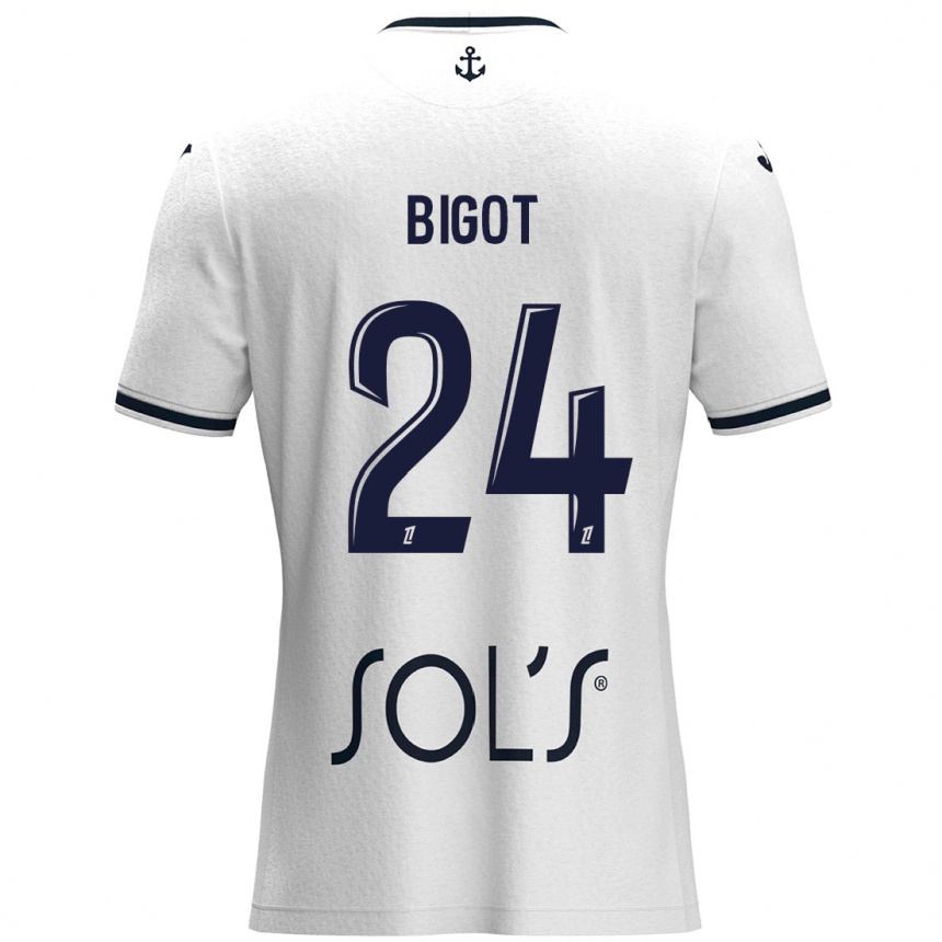 Kids Football Maureen Bigot #24 White Dark Blue Away Jersey 2024/25 T-Shirt Australia