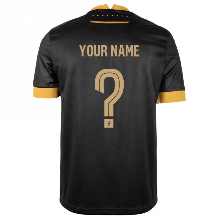 Kids Football Your Name #0 Black Brown Away Jersey 2024/25 T-Shirt Australia