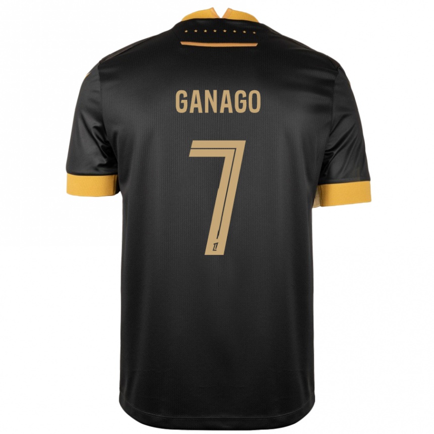 Kids Football Ignatius Ganago #7 Black Brown Away Jersey 2024/25 T-Shirt Australia