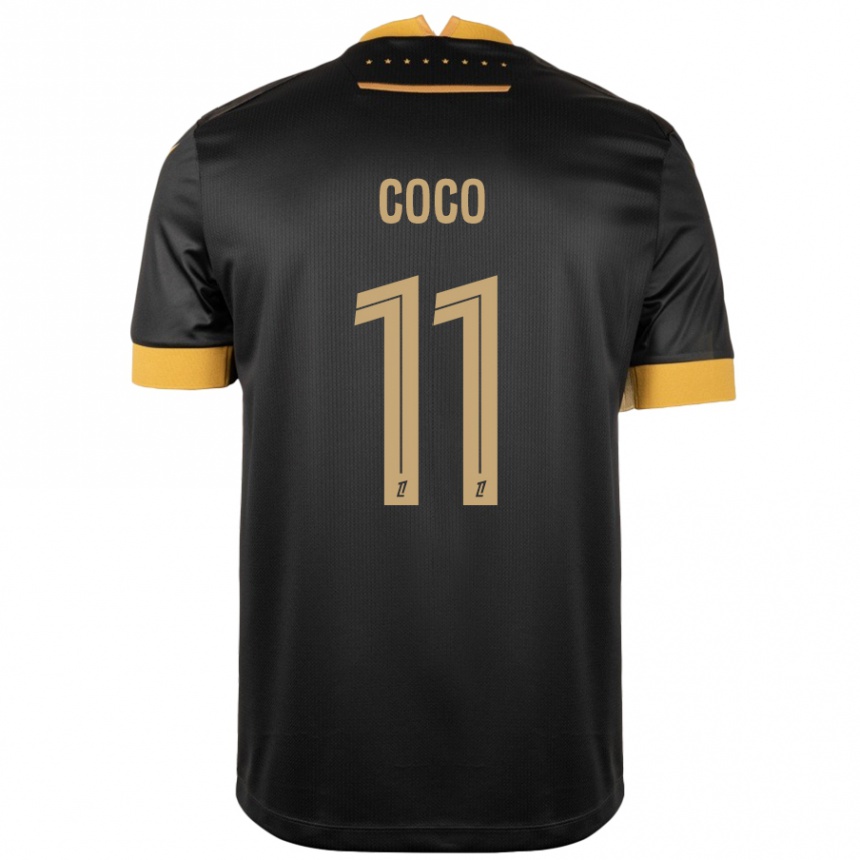 Kids Football Marcus Coco #11 Black Brown Away Jersey 2024/25 T-Shirt Australia