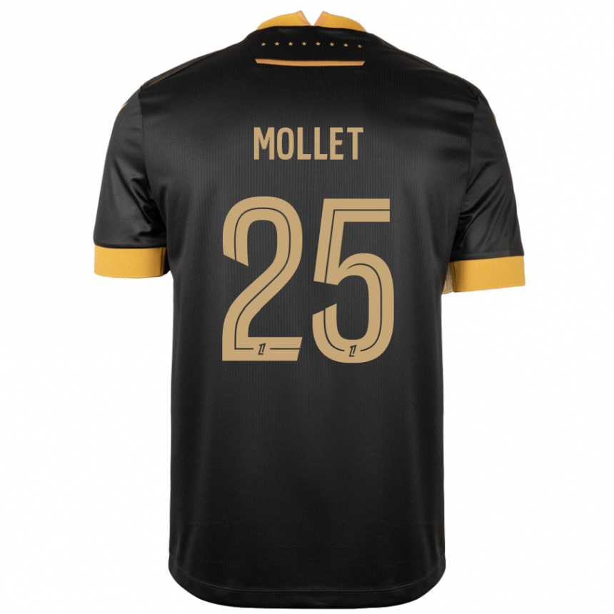 Kids Football Florent Mollet #25 Black Brown Away Jersey 2024/25 T-Shirt Australia