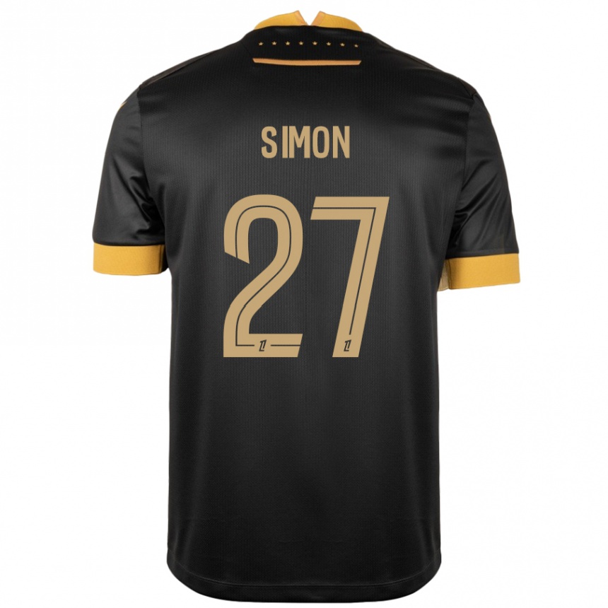 Kids Football Moses Simon #27 Black Brown Away Jersey 2024/25 T-Shirt Australia