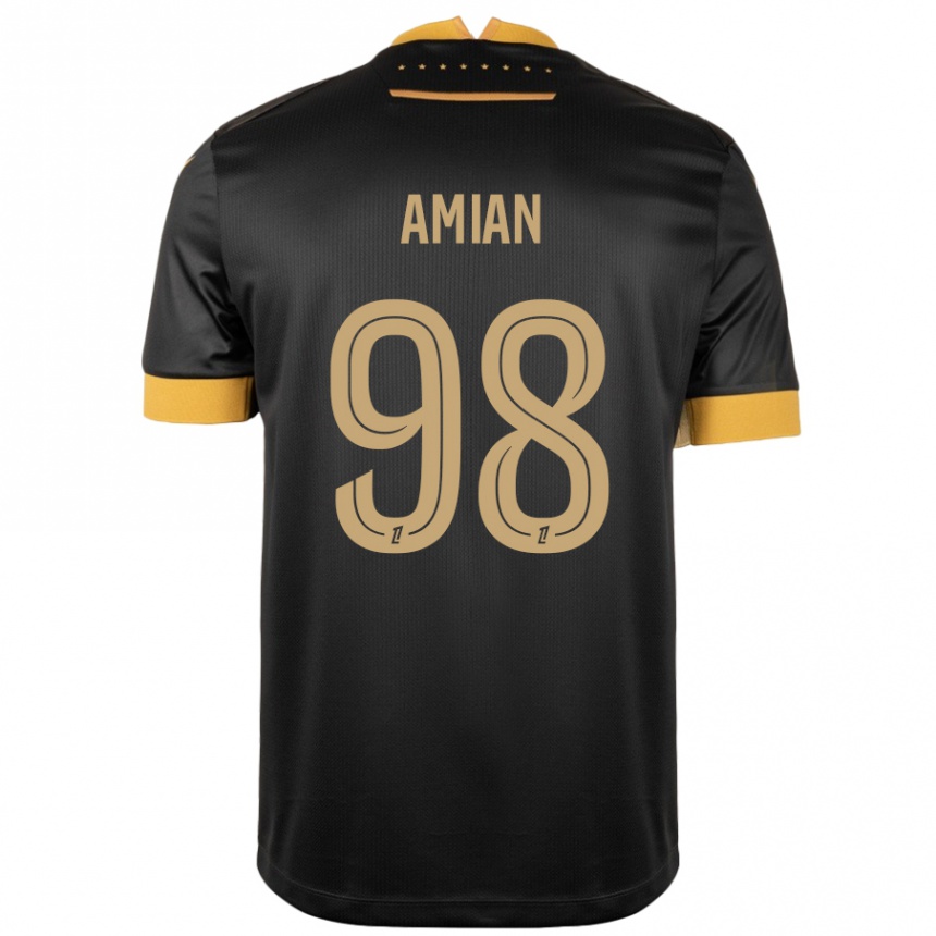 Kids Football Kelvin Amian #98 Black Brown Away Jersey 2024/25 T-Shirt Australia