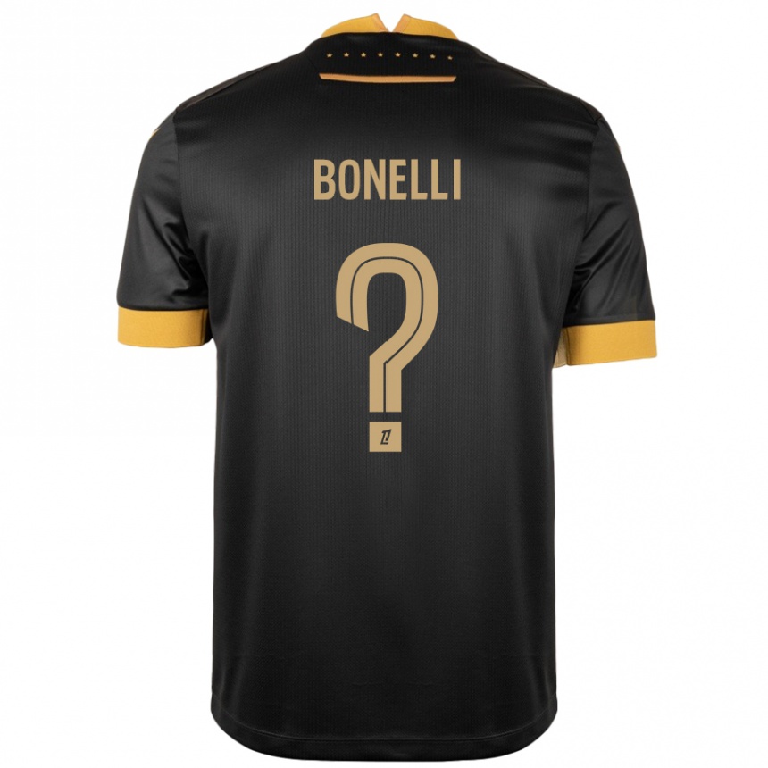 Kids Football Lucas Bonelli #0 Black Brown Away Jersey 2024/25 T-Shirt Australia