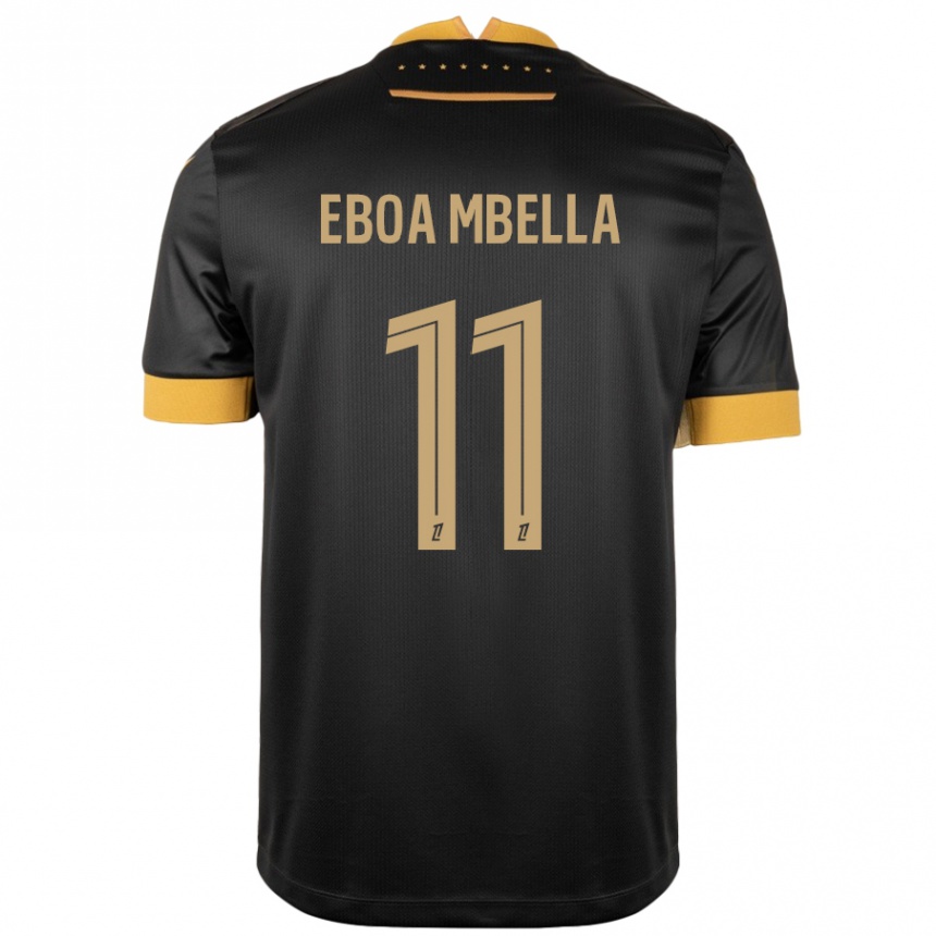 Kids Football Eden Eboa Mbella #11 Black Brown Away Jersey 2024/25 T-Shirt Australia