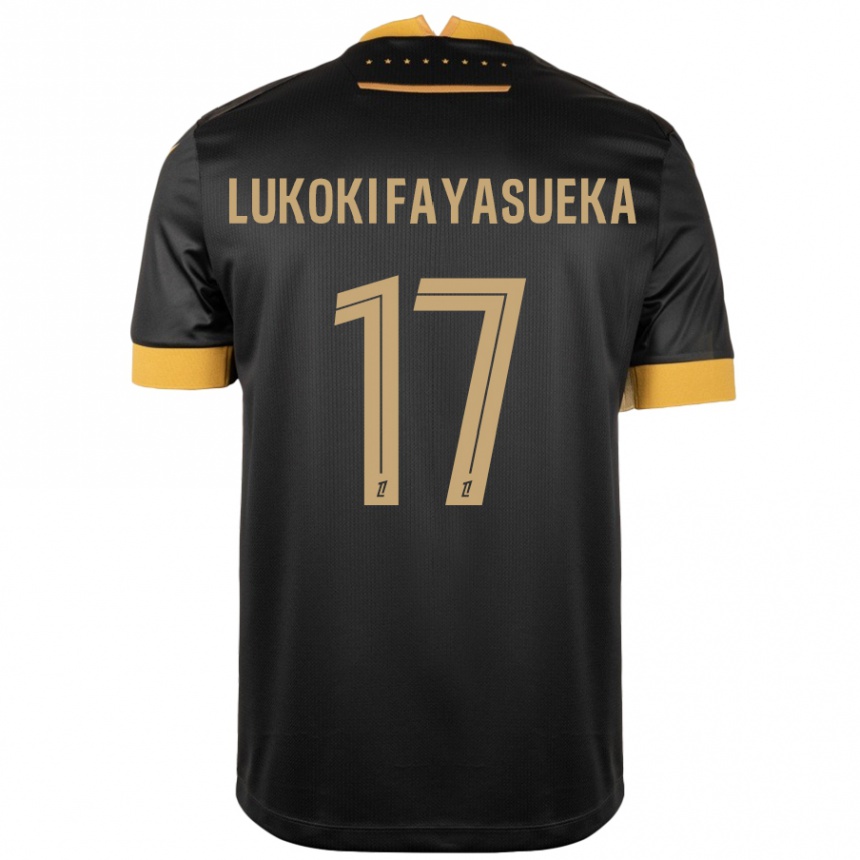 Kids Football Kévin Lukoki Fayasueka #17 Black Brown Away Jersey 2024/25 T-Shirt Australia