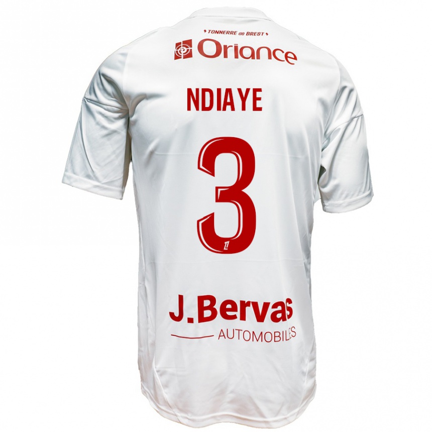 Kids Football Abdoulaye Ndiaye #3 White Red Away Jersey 2024/25 T-Shirt Australia