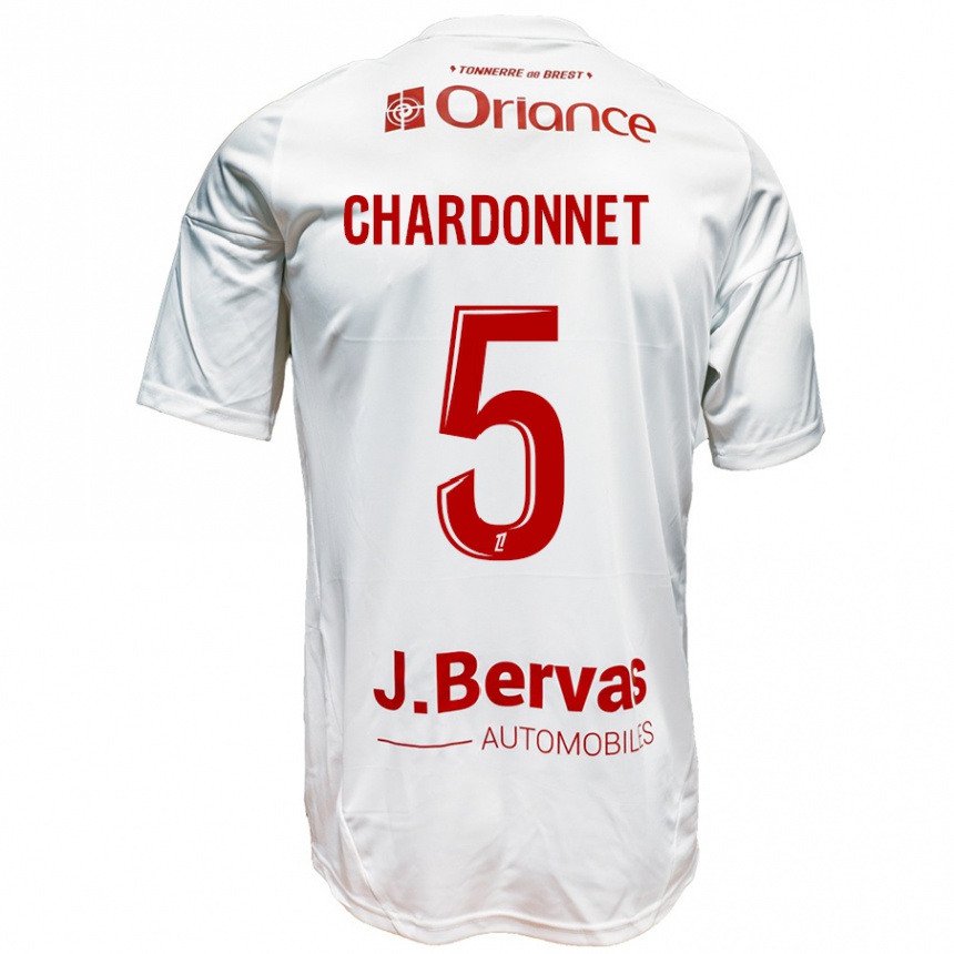 Kids Football Brendan Chardonnet #5 White Red Away Jersey 2024/25 T-Shirt Australia