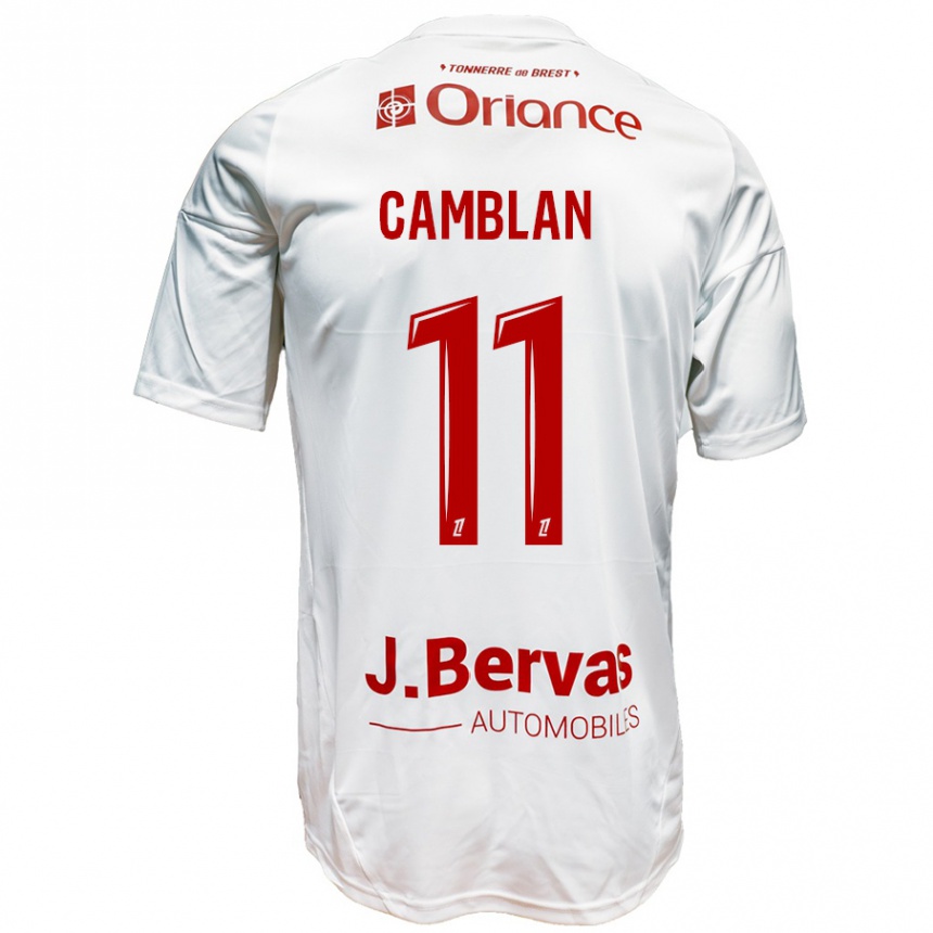 Kids Football Axel Camblan #11 White Red Away Jersey 2024/25 T-Shirt Australia