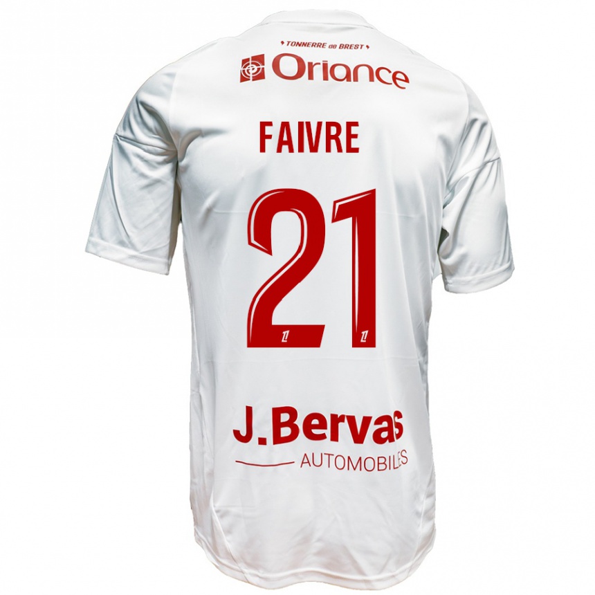 Kids Football Romain Faivre #21 White Red Away Jersey 2024/25 T-Shirt Australia