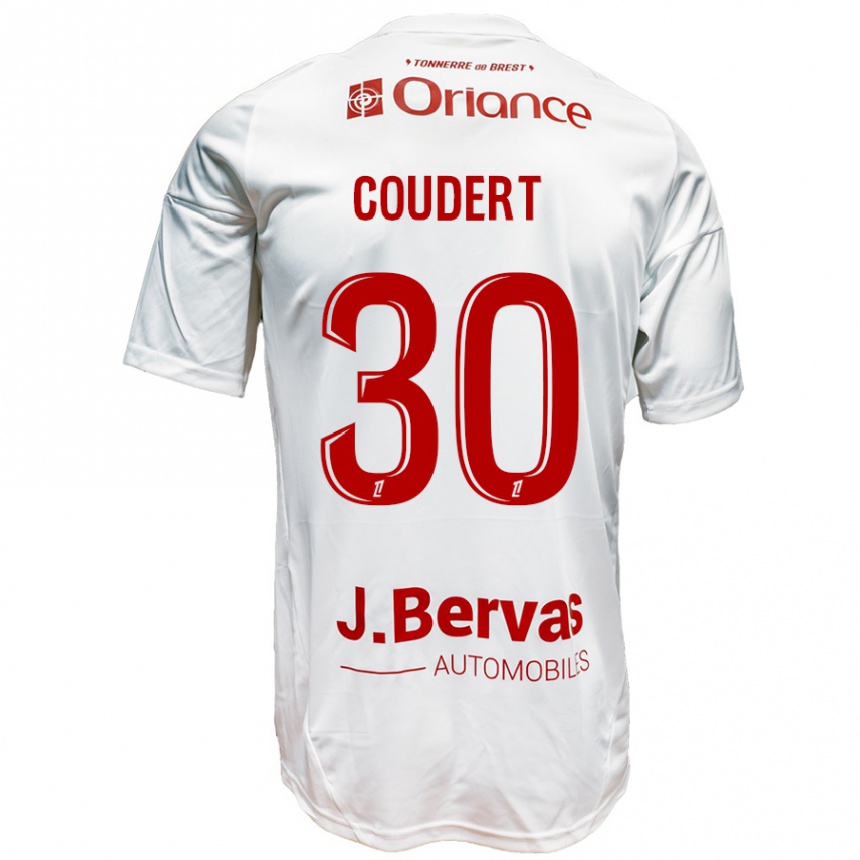 Kids Football Grégoire Coudert #30 White Red Away Jersey 2024/25 T-Shirt Australia