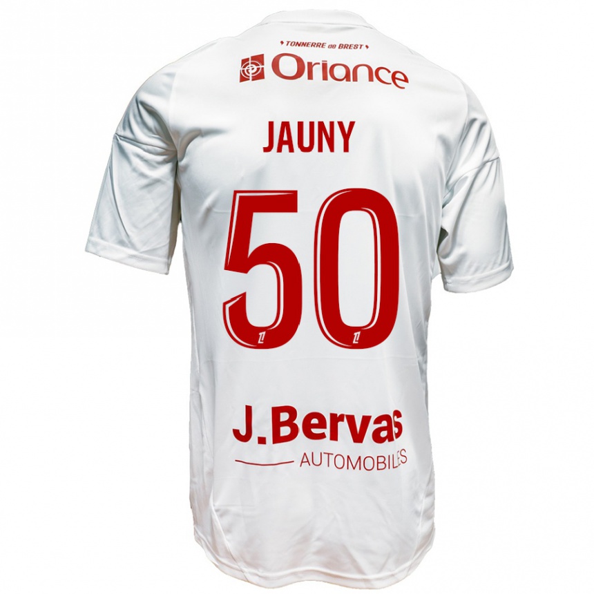 Kids Football Noah Jauny #50 White Red Away Jersey 2024/25 T-Shirt Australia